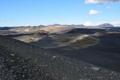 Scenic view of volcanic mountain against sky