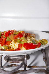 Close-up of fruit salad in plate on table