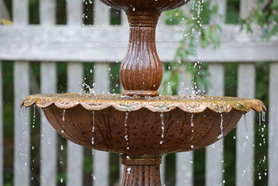 Close-up of water drops on fountain