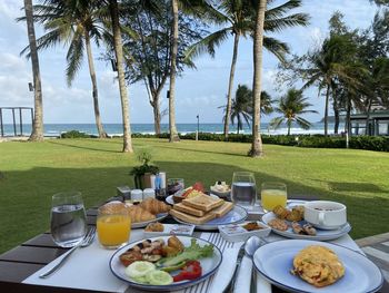 Place setting on beach