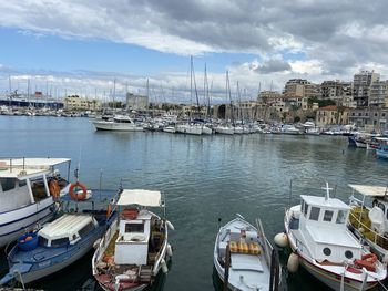 Boats moored in harbor