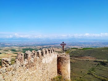 View of fort against blue sky