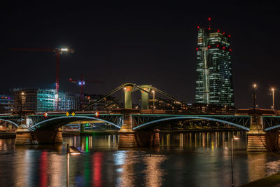 Bridge over river at night