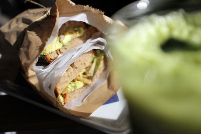 Close-up view of fresh sandwich