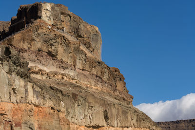 Low angle view of rock formations against sky