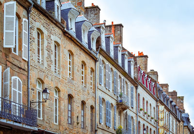 French brittany typical facades. stone builts and slate roofs.