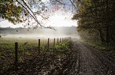 Dirt road along countryside landscape