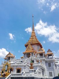 Low angle view of temple building against sky