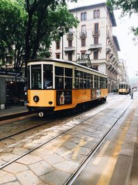 Railroad tracks in city