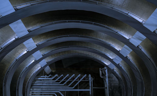 High angle view of spiral staircase in building