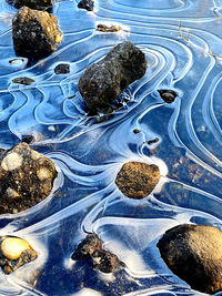 High angle view of rocks in sea