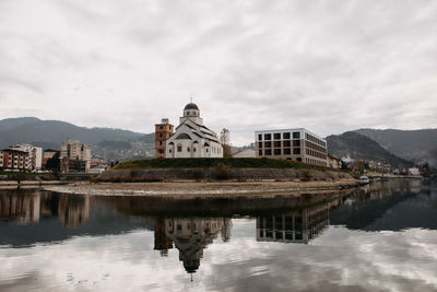Reflection of buildings in water