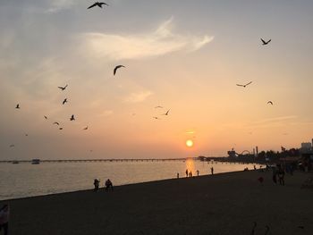 Scenic view of sea at sunset