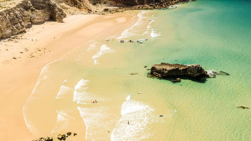 High angle view of people on beach