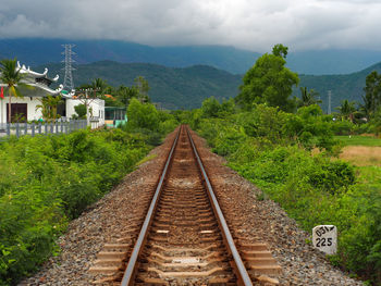 Leading lines, train tracks in lam dong province vietnam 