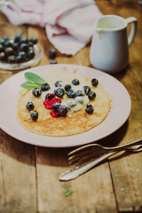 Pancake on rustic table