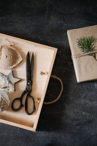 Zero waste, sustainable, green, eco-friendly christmas gifts. zero waste gift wrapping flat lay