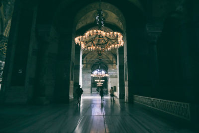 Interior of illuminated building