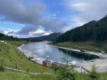 Scenic view of lake against sky