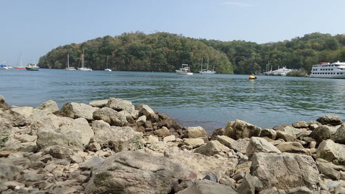 View of boats in sea