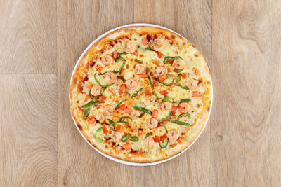 High angle view of pizza