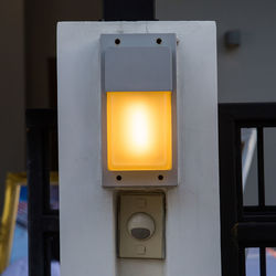 Close-up of illuminated lighting equipment