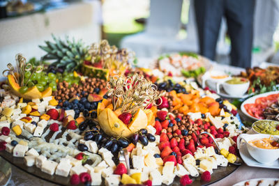 Close-up of fruits arranged in plate