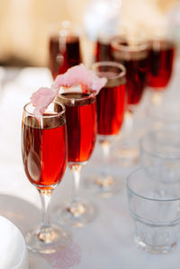 Close-up of wineglass on table