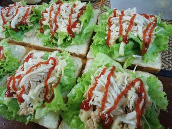 Close-up of chopped vegetables in plate