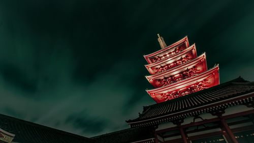 Low angle view of pagoda against sky