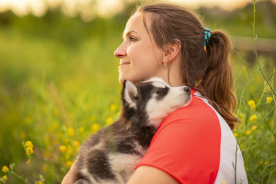 Young woman with dog