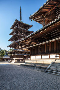 Low angle view of pagoda against sky