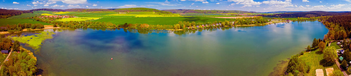 Scenic view of lake against sky