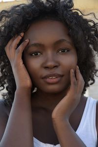 Close-up portrait of beautiful young woman