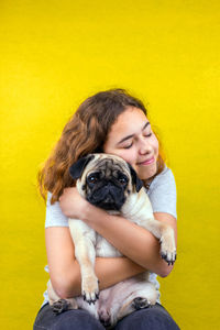 Portrait of a woman with dog