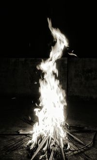 Close-up of fire at night