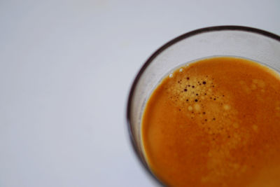 High angle view of coffee on table
