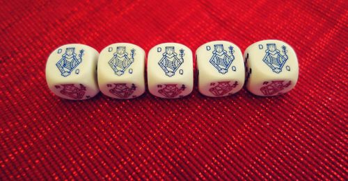 High angle view of poker dices on table