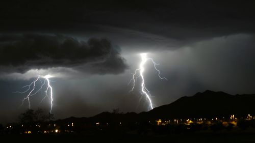 Lightning over the sky