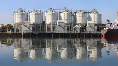 Reflection of buildings in water