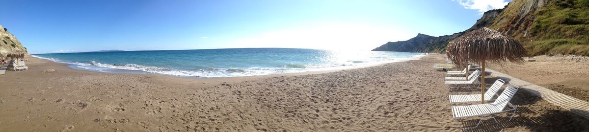 Panoramic view of beach against clear sky