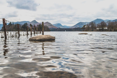 Scenic view of lake against sky