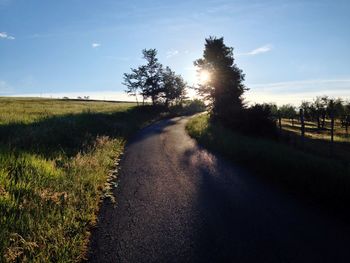 Road passing through field