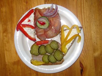 Directly above shot of food on plate