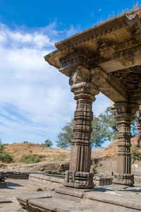 Low angle view of old ruins against sky