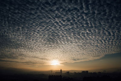 View of city at sunset