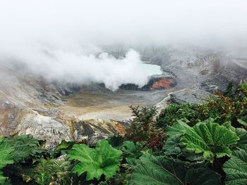 High angle view of smoke emitting from poas volcano
