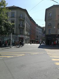 View of city street and buildings