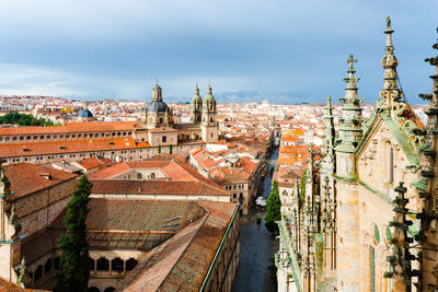 High angle view of buildings in city