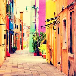 Multi colored buildings in city